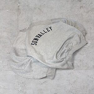 Mens vintage grey varsity spellout Sun Valley Y2K heavyweight casual crewneck